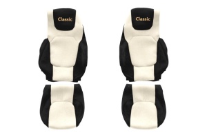 Set Huse Scaune Camion Tir DAF XG+ din 2021, Auto, Model CLASSIC, Culoare Sampanie, 4x Stickere auto cu DAF - Img 2