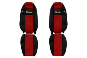 Set Huse Scaune Camion Tir Iveco T din 2004-2019, Auto, Model CLASSIC, Culoare Rosu, 4x Stickere auto cu Iveco - Img 2