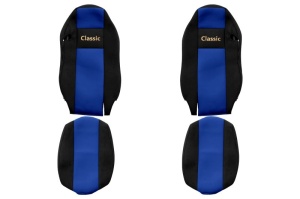 Set Huse Scaune Camion Tir MAN TGX I din 2006-2021, Auto, Model CLASSIC, Culoare Albastru, 4x Stickere auto cu MAN - Img 2