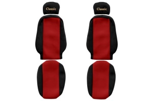 Set Huse Scaune Camion Tir VOLVO FM10 din 1999-2001, Auto, Model CLASSIC, Culoare Rosu, 4x Stickere auto cu VOLVO - Img 2