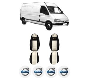 Set Huse Scaune Camion Tir VOLVO MASTER II Van (FD) din 2003-2010, Auto, Model CLASSIC, Culoare Sampanie, 4x Stickere auto cu VOLVO