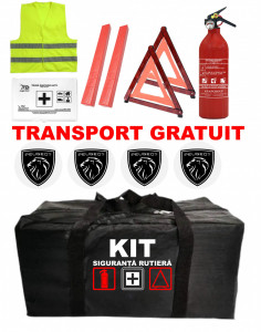Set Kit - Trusa siguranta auto omologat R.A.R, Stingator cu manometru 1kg P1 , Trusa Medicala, 2 Triunghiuri Reflectorizante , 4 stickere autoadezive Peugeot accesorii pentru autoturismul tau - masina v92917