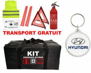 Set Kit - Trusa siguranta auto omologat R.A.R, Stingator cu manometru 1kg P1 , Trusa Medicala, 2 Triunghiuri Reflectorizante , 1 Breloc HYUNDAI accesorii pentru autoturismul tau - masina v92773