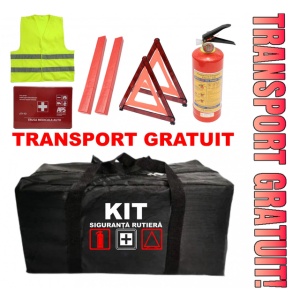 Set Kit - Trusa siguranta auto omologat R.A.R, Stingator cu manometru 1kg P1 , Trusa Medicala, 2 Triunghiuri Reflectorizante - kit compatibil cu orice autoturism