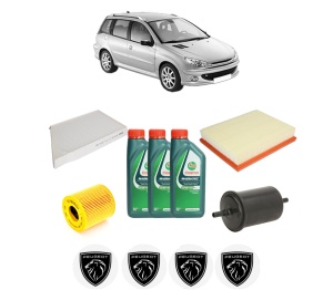Set Pachet filtre revizie Bosch, 3 litrii ulei Castrol 10W40 PEUGEOT 206 SW (2E/K) 1.4 din 2002-2007, 4x Stickere auto cu PEUGEOT - Img 2