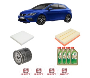 Set Pachet filtre revizie Bosch, 4 litrii ulei Castrol 0W20 SEAT LEON (KL1, KLG) 1.0 TSI Mild Hybrid din 2020, 4x Stickere auto cu SEAT - Img 2