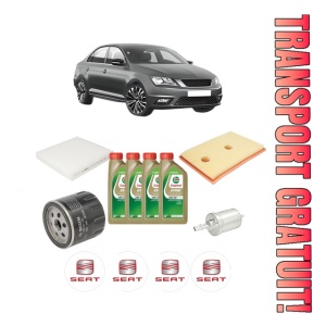 Set Pachet filtre revizie Bosch, 4 litrii ulei Castrol 0W20 SEAT TOLEDO IV (KG3) 1.2 TSI din 2015-2017, 4x Stickere auto cu SEAT
