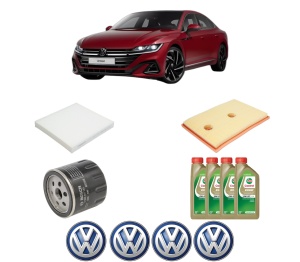 Set Pachet filtre revizie Bosch, 4 litrii ulei Castrol 0W20 Volkswagen ARTEON (3H7, 3H8) 1.4 eHybrid din 2020, 4x Stickere auto cu Volkswagen - Img 2