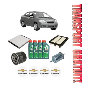 Set Pachet filtre revizie Bosch, 4 litrii ulei Castrol 10W40 CHEVROLET AVEO / KALOS Saloon (T250, T255) 1.2 din 2008, 4x Stickere auto cu CHEVROLET