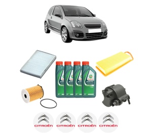 Set Pachet filtre revizie Bosch, 4 litrii ulei Castrol 10W40 CITROEN C2 (JM_) 1.4 HDi din 2003-2009, 4x Stickere auto cu CITROEN - Img 2