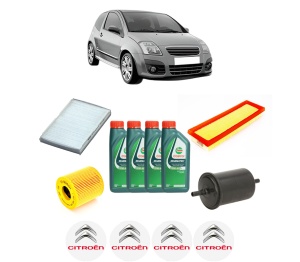Set Pachet filtre revizie Bosch, 4 litrii ulei Castrol 10W40 CITROEN C2 (JM_) 1.1 din 2003-2012, 4x Stickere auto cu CITROEN - Img 2