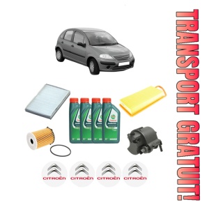 Set Pachet filtre revizie Bosch, 4 litrii ulei Castrol 10W40 CITROEN C3 I (FC_, FN_) 1.4 HDi din 2005-2009, 4x Stickere auto cu CITROEN