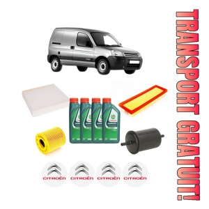 Set Pachet filtre revizie Bosch, 4 litrii ulei Castrol 10W40 CITROEN BERLINGO / BERLINGO FIRST Box Body/MPV (M_) 1.4 bivalent din 2002-2011, 4x Stickere auto cu CITROEN