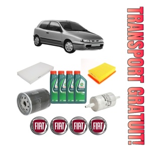 Set Pachet filtre revizie Bosch, 4 litrii ulei Castrol 10W40 FIAT BRAVO I (182_) 1.6 din 2000-2001, 4x Stickere auto cu FIAT