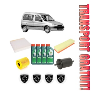 Set Pachet filtre revizie Bosch, 4 litrii ulei Castrol 10W40 PEUGEOT PARTNER MPV (5_, G_) 1.6 16V din 2001-2008, 4x Stickere auto cu PEUGEOT
