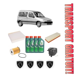 Set Pachet filtre revizie Bosch, 4 litrii ulei Castrol 10W40 PEUGEOT PARTNER MPV (5_, G_) 1.6 HDi 75 din 2005-2008, 4x Stickere auto cu PEUGEOT