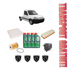 Set Pachet filtre revizie Bosch, 4 litrii ulei Castrol 10W40 PEUGEOT PARTNER Platform/Chassis (5_, G_) 1.6 HDi 75 din 2006-2008, 4x Stickere auto cu PEUGEOT