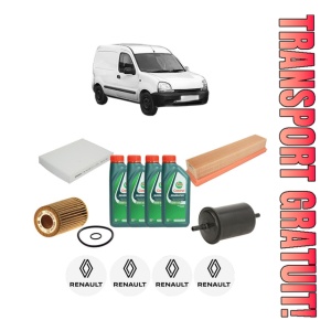 Set Pachet filtre revizie Bosch, 4 litrii ulei Castrol 10W40 RENAULT KANGOO Express (FC0/1_) 1.2 16V (FC05, FC0W, FC1D, FC1P, FC1K, FC0T) din 2001, 4x Stickere auto cu RENAULT