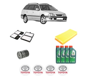 Set Pachet filtre revizie Bosch, 4 litrii ulei Castrol 10W40 TOYOTA AVENSIS Estate (_T22_) 1.6 VVT-i (ZZT220_, ZZT220R) din 2000-2003, 4x Stickere auto cu TOYOTA - Img 2