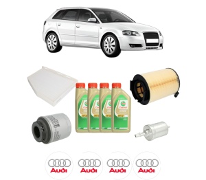 Set Pachet filtre revizie Bosch, 4 litrii ulei Castrol 5W30 AUDI A3 Sportback (8PA) 1.2 TSI din 2010-2013, 4x Stickere auto cu AUDI - Img 2