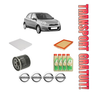 Set Pachet filtre revizie Bosch, 4 litrii ulei Castrol 5W30 NISSAN MICRA IV (K13K, K13KK) 1.2 din 2010-2015, 4x Stickere auto cu NISSAN