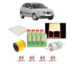 Set Pachet filtre revizie Bosch, 4 litrii ulei Castrol 5W30 SEAT IBIZA III (6L1) 1.6 16V din 2006-2009, 4x Stickere auto cu SEAT - Img 2