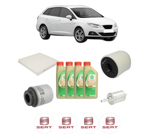 Set Pachet filtre revizie Bosch, 4 litrii ulei Castrol 5W30 SEAT IBIZA IV ST (6J8, 6P8) 1.2 TSI din 2010-2015, 4x Stickere auto cu SEAT - Img 2