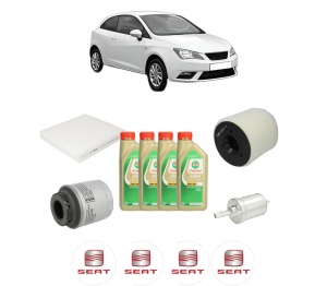 Set Pachet filtre revizie Bosch, 4 litrii ulei Castrol 5W30 SEAT IBIZA IV SC (6J1, 6P5) 1.2 TSI din 2012-2015, 4x Stickere auto cu SEAT - Img 2