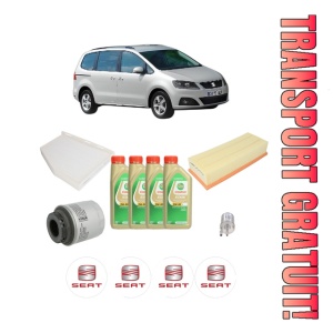 Set Pachet filtre revizie Bosch, 4 litrii ulei Castrol 5W30 SEAT ALHAMBRA (710, 711) 1.4 TSI din 2010-2015, 4x Stickere auto cu SEAT