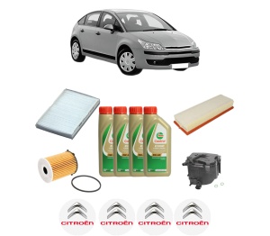 Set Pachet filtre revizie Bosch, 4 litrii ulei Castrol 5W40 CITROEN C4 I (LC_) 1.6 HDi din 2004-2011, 4x Stickere auto cu CITROEN - Img 2
