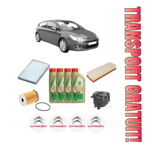 Set Pachet filtre revizie Bosch, 4 litrii ulei Castrol 5W40 CITROEN C4 Coupe (LA_) 1.6 HDi din 2004-2011, 4x Stickere auto cu CITROEN