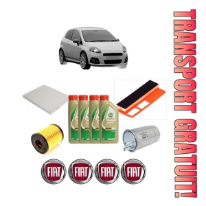 Set Pachet filtre revizie Bosch, 4 litrii ulei Castrol 5W40 FIAT GRANDE PUNTO Van (199_) 1.3 JTD Multijet (199CXD1B) din 2006-2010, 4x Stickere auto cu FIAT