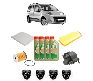 Set Pachet filtre revizie Bosch, 4 litrii ulei Castrol 5W40 PEUGEOT BIPPER TEPEE 1.4 HDi din 2008, 4x Stickere auto cu PEUGEOT - Img 2