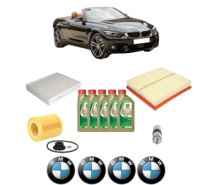 Set Pachet filtre revizie Bosch, 5 litrii ulei Castrol 0W20 BMW Seria 4 Convertible (F33, F83) 428 i din 2013-2017, 4x Stickere auto cu BMW - Img 2