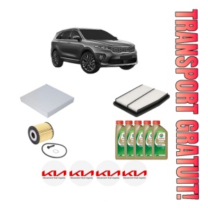 Set Pachet filtre revizie Bosch, 5 litrii ulei Castrol 0W20 KIA SORENTO IV (MQ4, MQ4A) 1.6 T-GDi Plug-in Hybrid AWD din 2020, 4x Stickere auto cu KIA