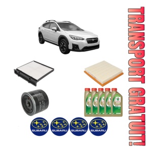 Set Pachet filtre revizie Bosch, 5 litrii ulei Castrol 0W20 SUBARU XV (GT) 1.6 i AWD (GT3) din 2017, 4x Stickere auto cu SUBARU