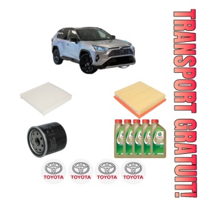 Set Pachet filtre revizie Bosch, 5 litrii ulei Castrol 0W20 TOYOTA RAV 4 V VAN (_A5_, _H5_) 2.0 VVTi AWD (MXAA54) din 2018, 4x Stickere auto cu TOYOTA