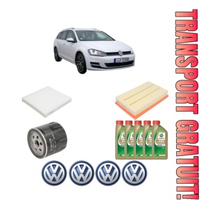 Set Pachet filtre revizie Bosch, 5 litrii ulei Castrol 0W20 Volkswagen GOLF VII Variant (BA5, BV5) 1.5 TSI din 2017-2020, 4x Stickere auto cu Volkswagen