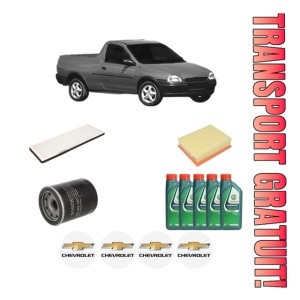 Set Pachet filtre revizie Bosch, 5 litrii ulei Castrol 10W40 CHEVROLET CORSA Pickup 1.7 D din 2000-2002, 4x Stickere auto cu CHEVROLET