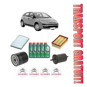 Set Pachet filtre revizie Bosch, 5 litrii ulei Castrol 10W40 CITROEN C4 I (LC_) 2.0 16V din 2004-2007, 4x Stickere auto cu CITROEN