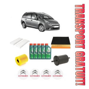 Set Pachet filtre revizie Bosch, 5 litrii ulei Castrol 10W40 CITROEN C4 GRAND PICASSO I (UA_) 1.8 i 16V din 2006-2010, 4x Stickere auto cu CITROEN