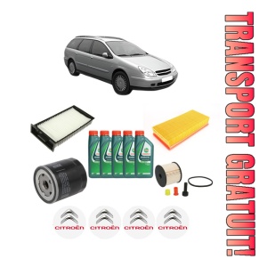 Set Pachet filtre revizie Bosch, 5 litrii ulei Castrol 10W40 CITROEN C5 I Break (DE_) 2.0 HDi (DERHYB) din 2001-2004, 4x Stickere auto cu CITROEN