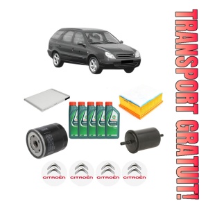 Set Pachet filtre revizie Bosch, 5 litrii ulei Castrol 10W40 CITROEN XSARA Break (N2) 2.0 16V din 2000-2005, 4x Stickere auto cu CITROEN
