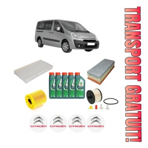 Set Pachet filtre revizie Bosch, 5 litrii ulei Castrol 10W40 CITROEN JUMPY II (VF7) 2.0 HDi 140 din 2007-2016, 4x Stickere auto cu CITROEN