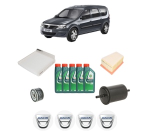 Set Pachet filtre revizie Bosch, 5 litrii ulei Castrol 10W40 DACIA LOGAN MCV (KS_) 1.6 16V (KS0L, KS0M, KS0P, KS1S) din 2007, 4x Stickere auto cu DACIA - Img 2