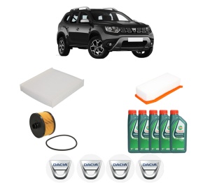 Set Pachet filtre revizie Bosch, 5 litrii ulei Castrol 10W40 DACIA DUSTER (HM_) 1.2 TCe 125 (HMMA) din 2017, 4x Stickere auto cu DACIA - Img 2