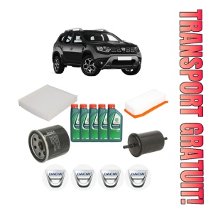 Set Pachet filtre revizie Bosch, 5 litrii ulei Castrol 10W40 DACIA DUSTER (HM_) 1.6 SCe 115 LPG (HMM1) din 2017, 4x Stickere auto cu DACIA - Img 1