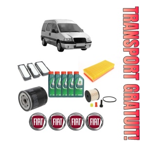 Set Pachet filtre revizie Bosch, 5 litrii ulei Castrol 10W40 FIAT SCUDO Platform/Chassis (220_) 2.0 JTD din 2002-2006, 4x Stickere auto cu FIAT