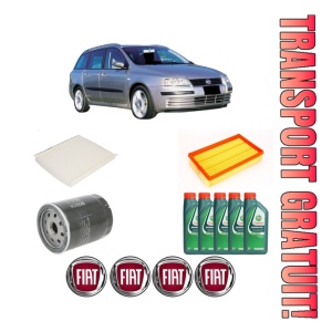 Set Pachet filtre revizie Bosch, 5 litrii ulei Castrol 10W40 FIAT STILO (192_) 1.6 16V din 2005-2006, 4x Stickere auto cu FIAT