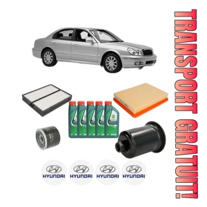 Set Pachet filtre revizie Bosch, 5 litrii ulei Castrol 10W40 HYUNDAI SONATA IV (EF) 2.0 16V din 2001-2004, 4x Stickere auto cu HYUNDAI - Img 1